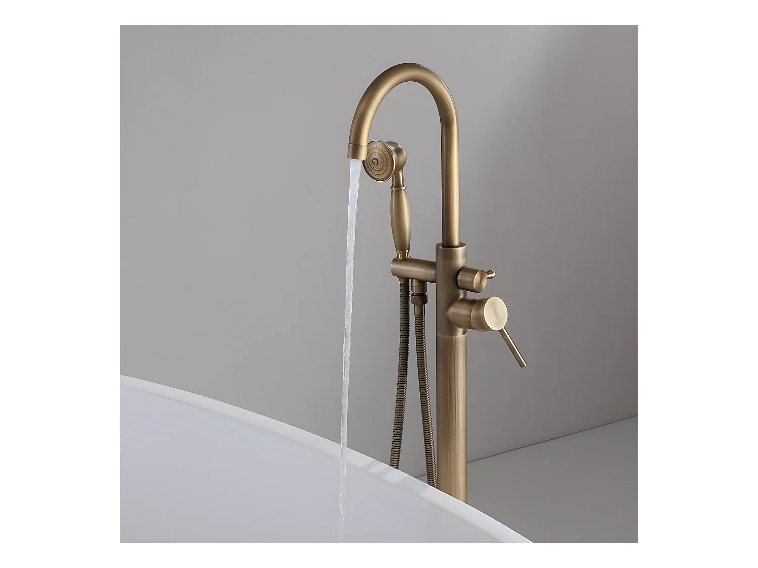 Robinet mitigeur bain-douche sur pied bronze - Corbeau