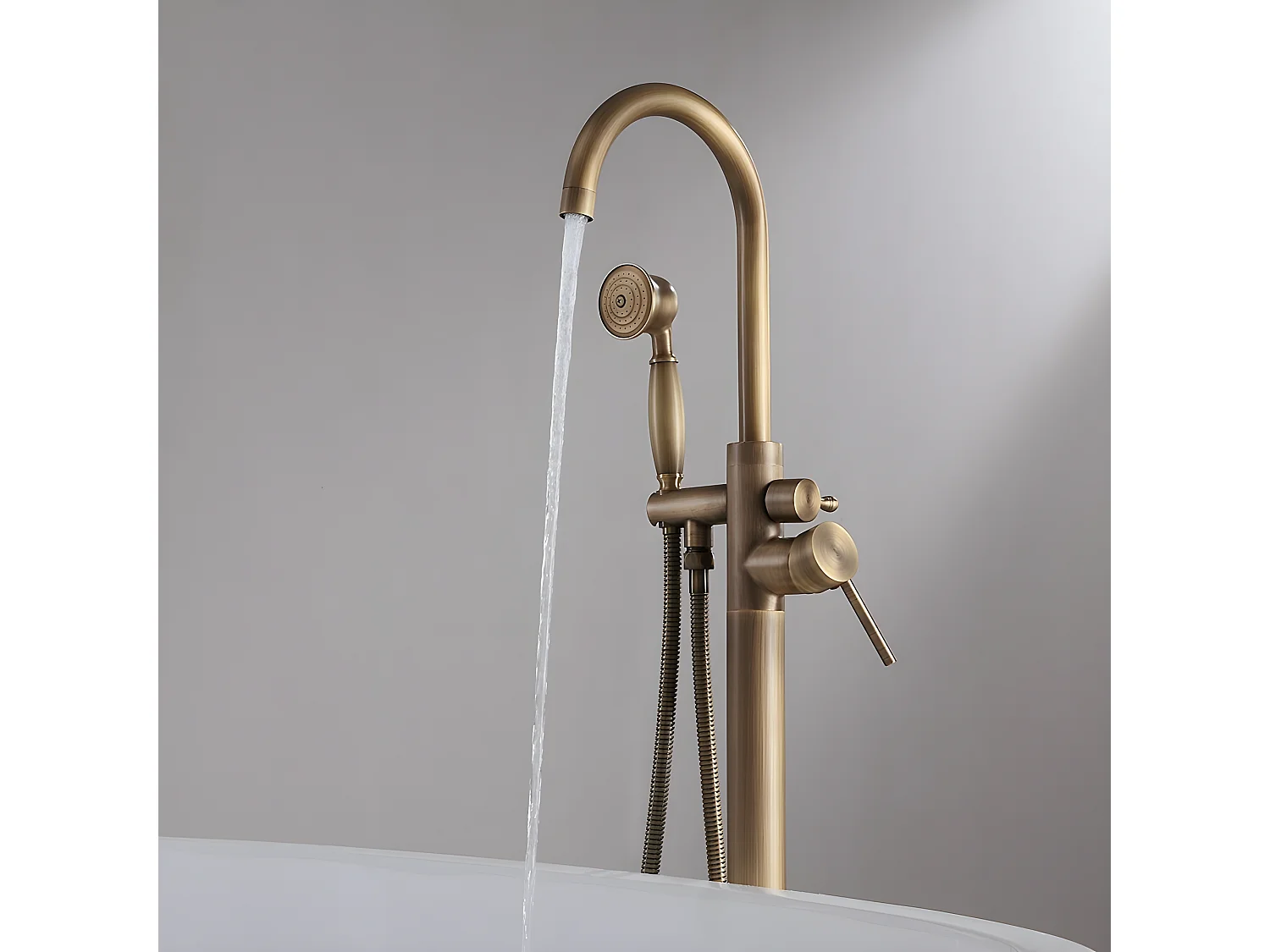 Robinet mitigeur bain-douche sur pied bronze - Corbeau