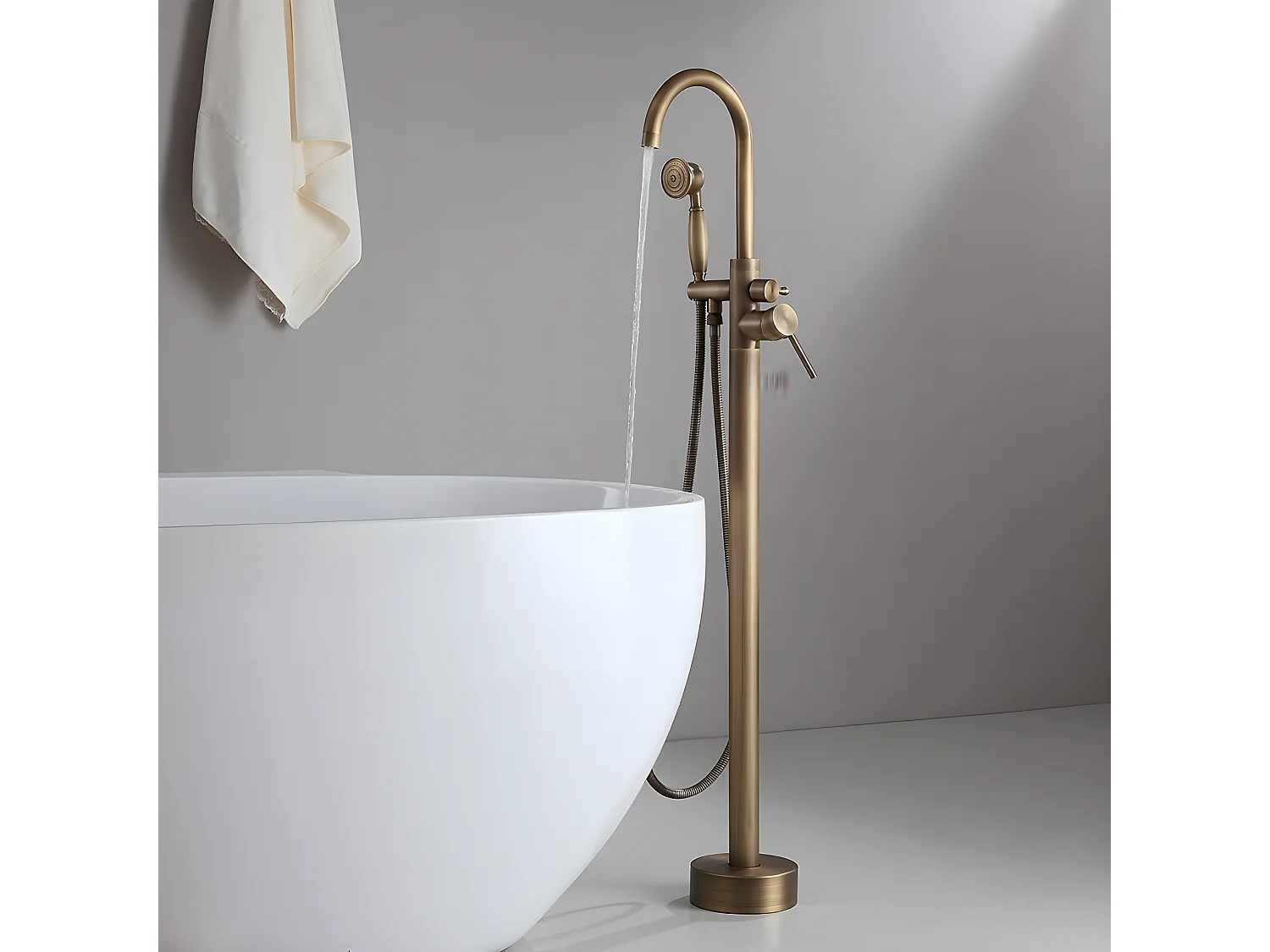 Robinet mitigeur bain-douche sur pied bronze - Corbeau