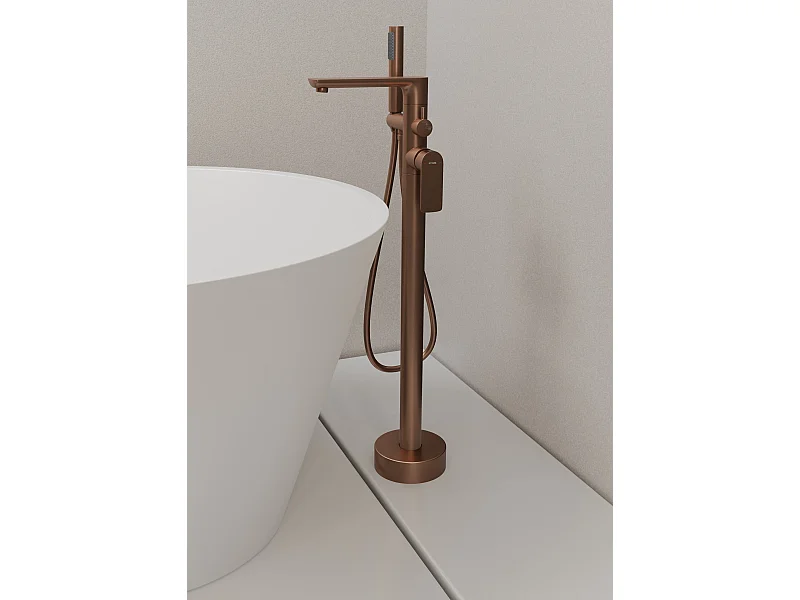 Robinet de baignoire sur pied Or rose brossé - Nunki