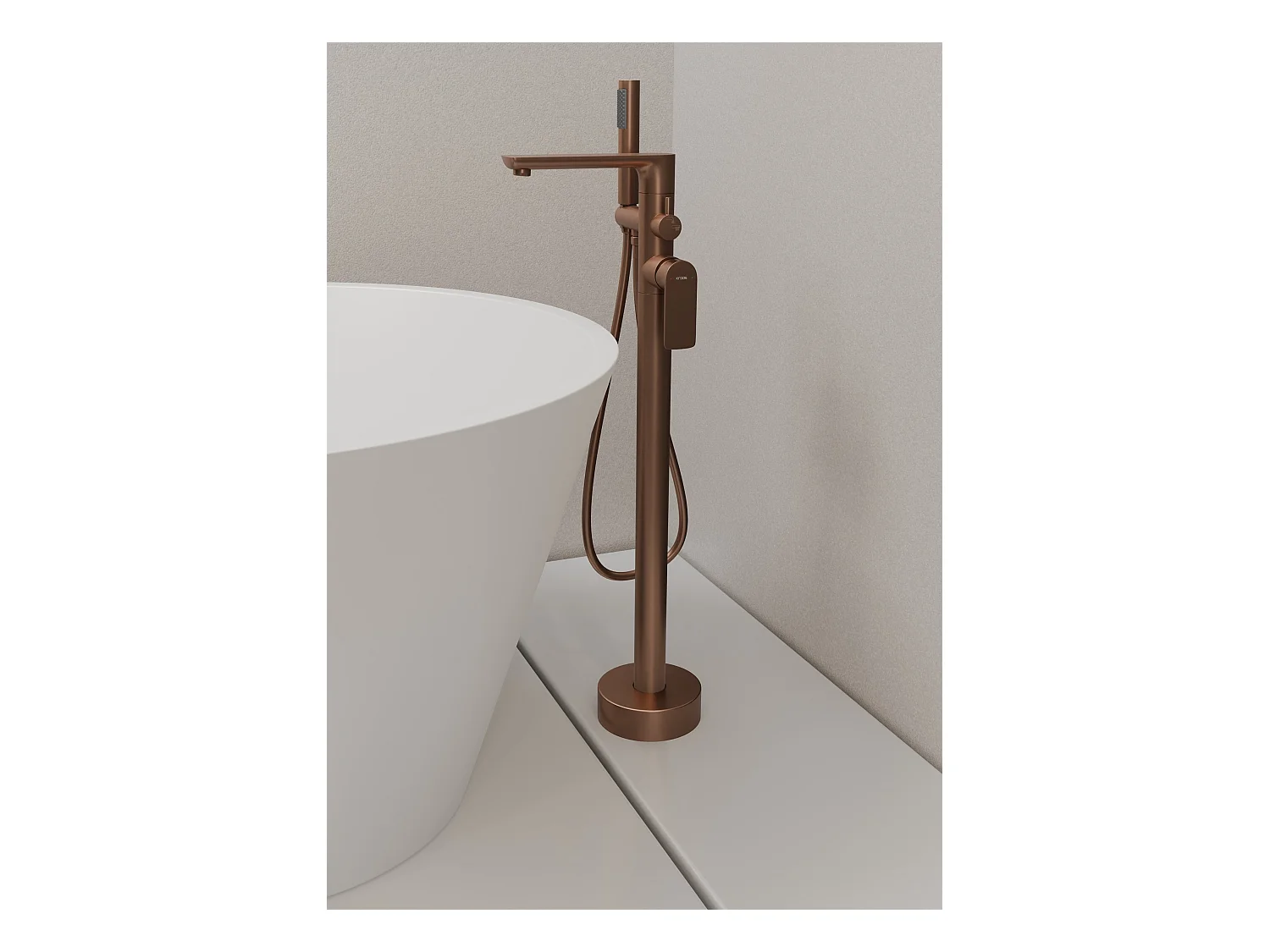 Robinet de baignoire sur pied Or rose brossé - Nunki