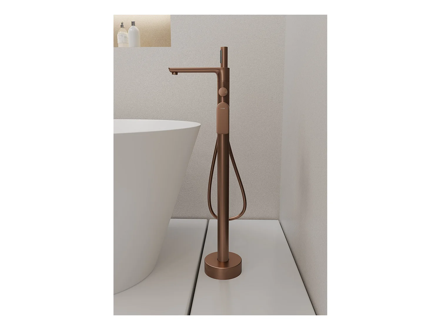 Robinet de baignoire sur pied Or rose brossé - Nunki