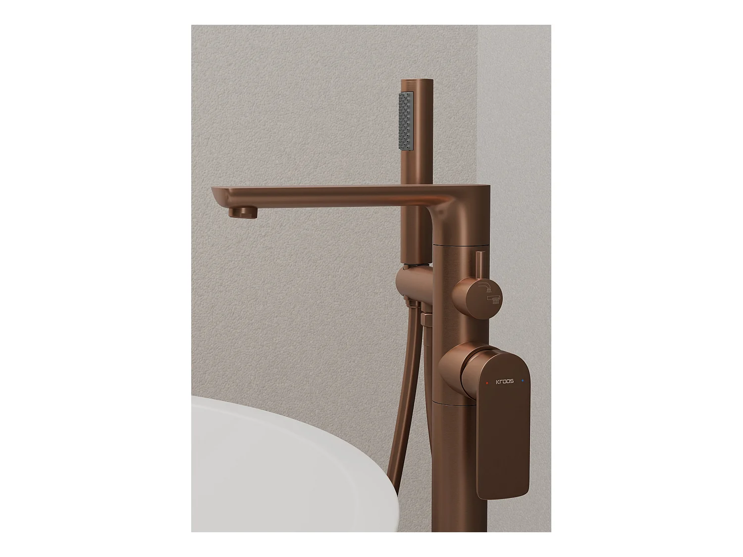 Robinet de baignoire sur pied Or rose brossé - Nunki