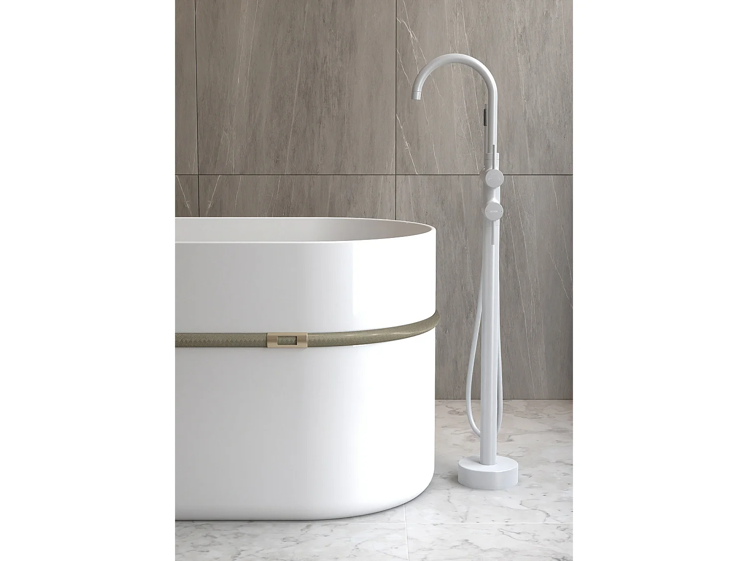 Robinet mitigeur bain-douche sur pied Blanc - Corbeau