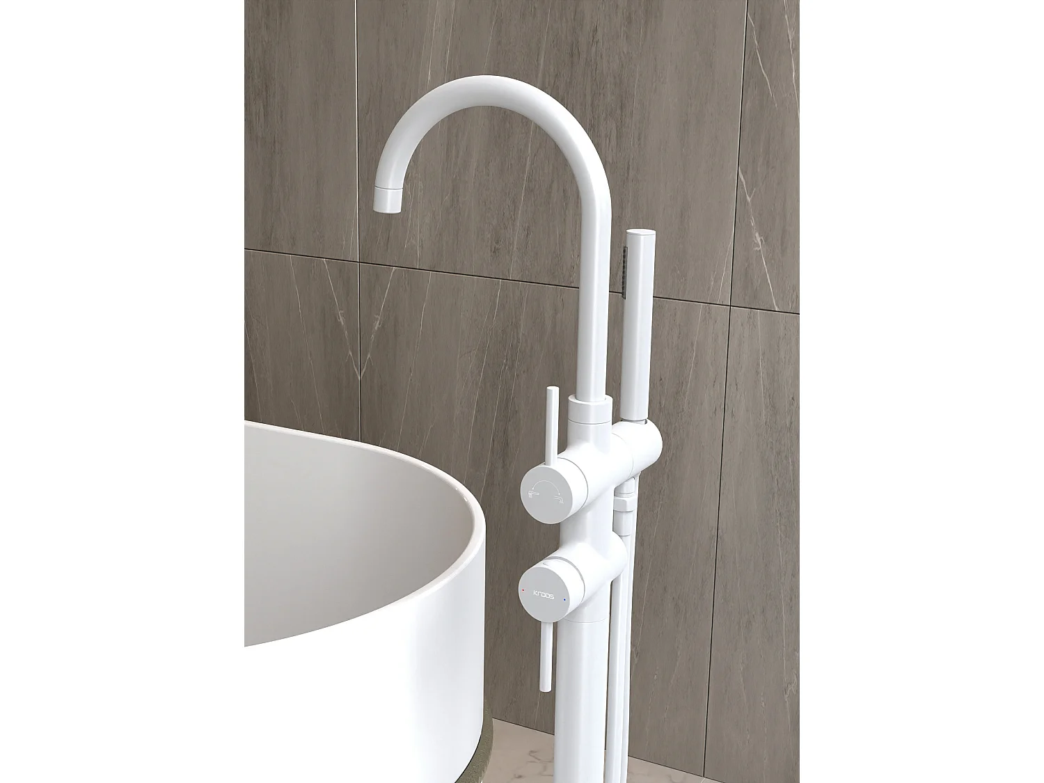 Robinet mitigeur bain-douche sur pied Blanc - Corbeau