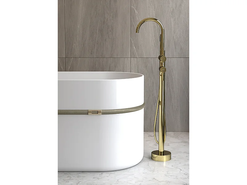 Robinet mitigeur bain-douche sur pied Doré - Corbeau