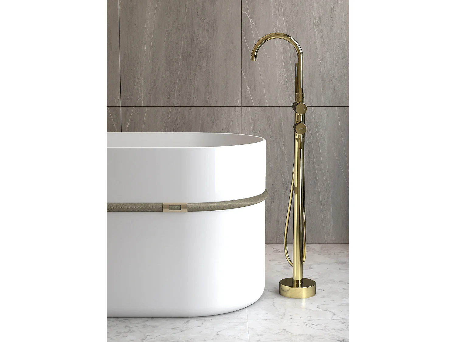 Robinet mitigeur bain-douche sur pied Doré - Corbeau