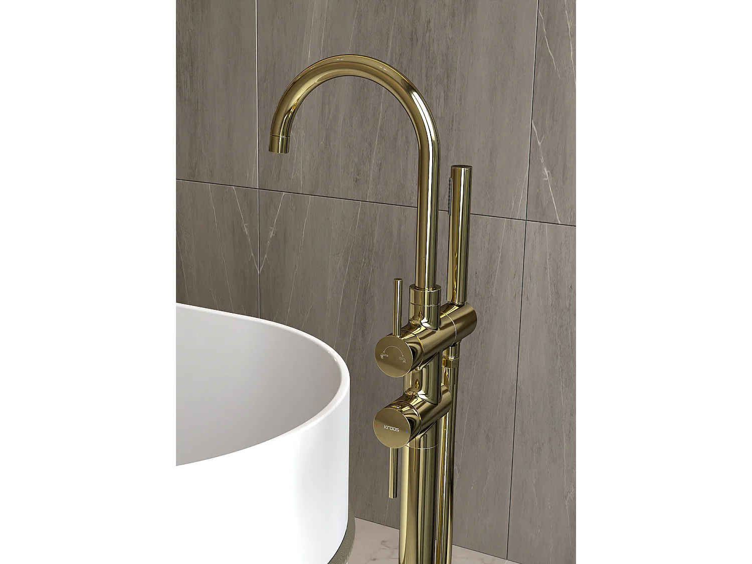 Robinet mitigeur bain-douche sur pied Doré - Corbeau