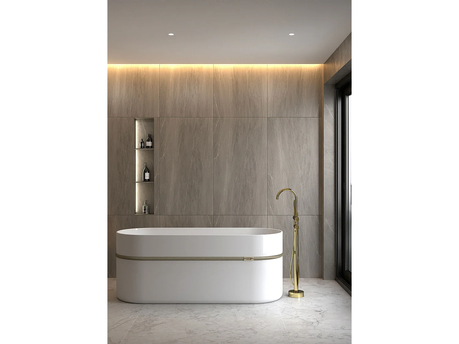 Robinet mitigeur bain-douche sur pied Doré - Corbeau