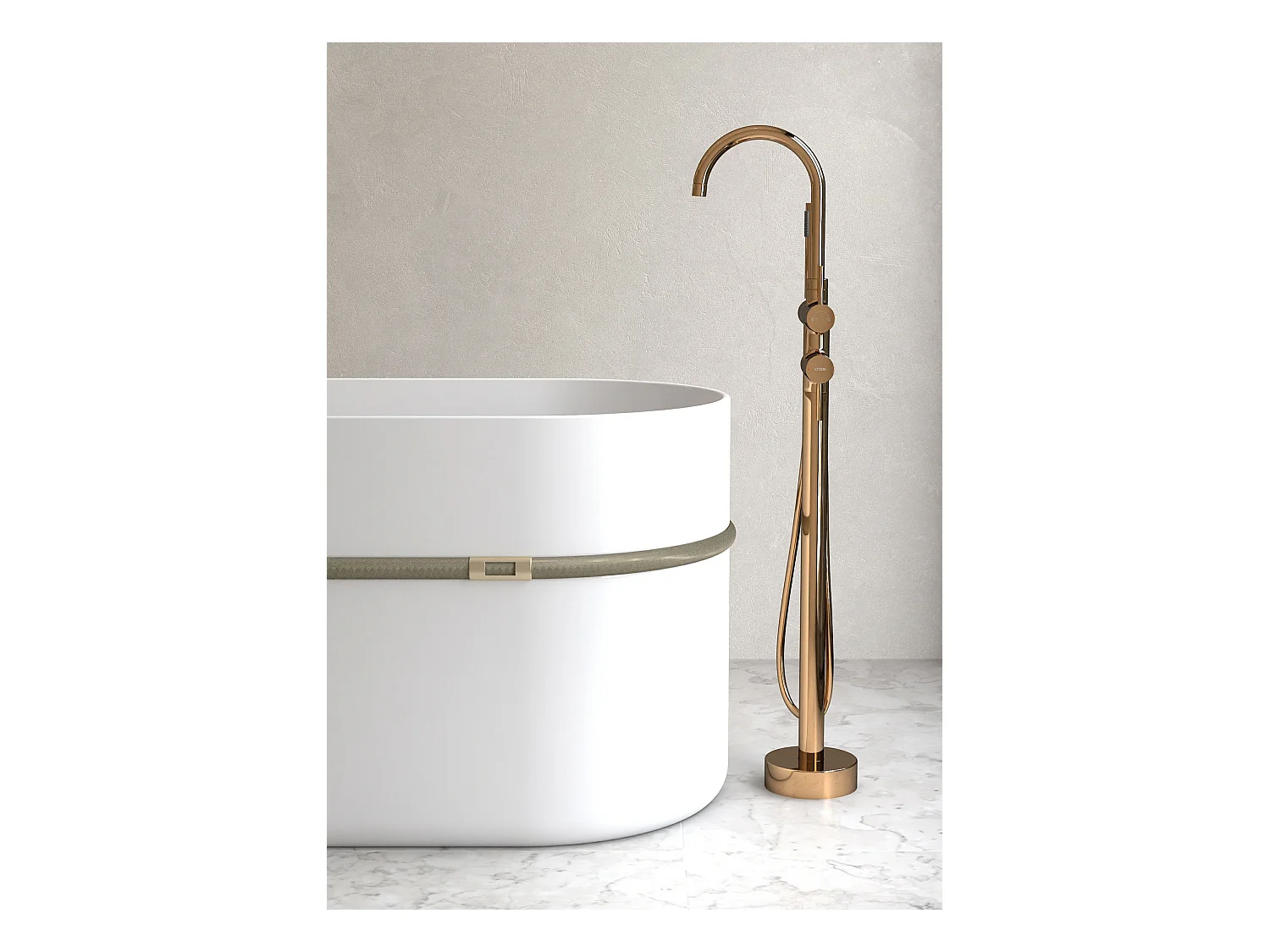 Robinet mitigeur bain-douche sur pied Or Rose - Corbeau