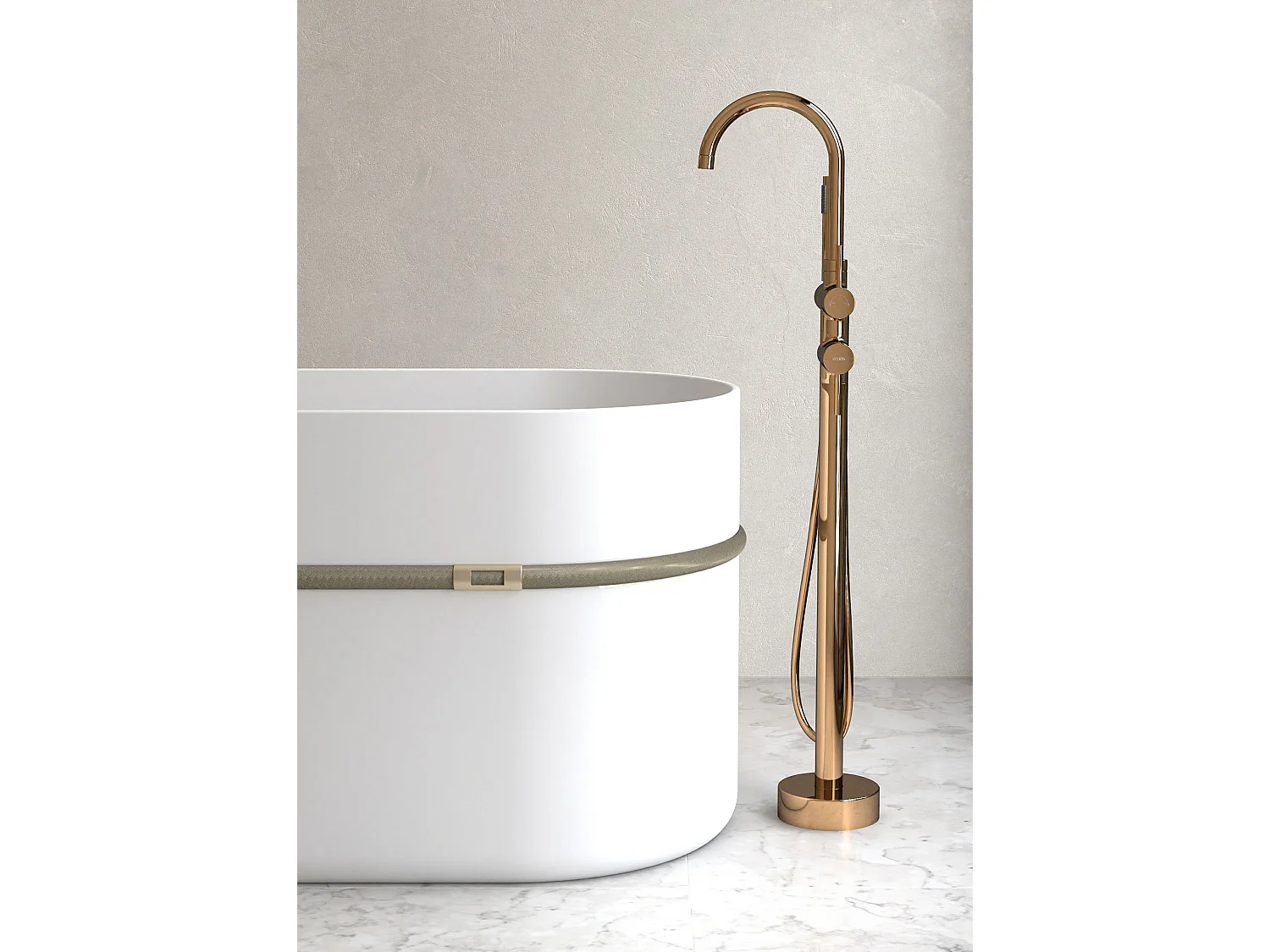 Robinet mitigeur bain-douche sur pied Or Rose - Corbeau