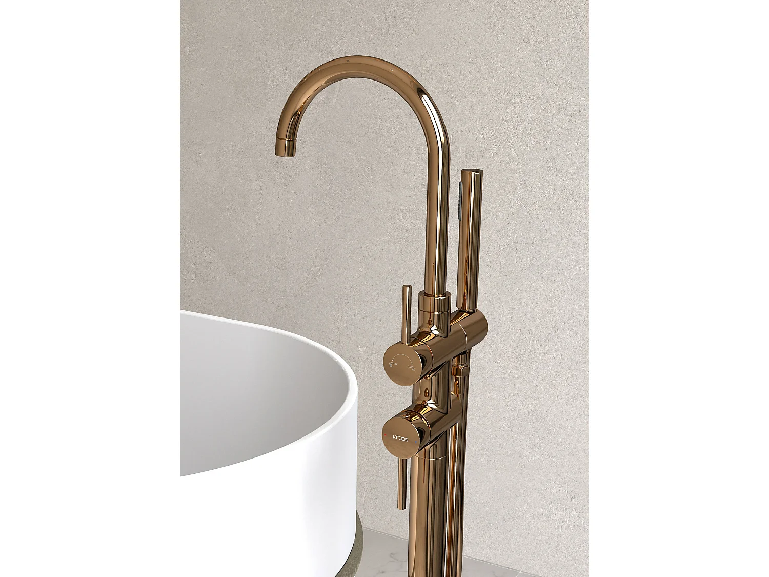 Robinet mitigeur bain-douche sur pied Or Rose - Corbeau