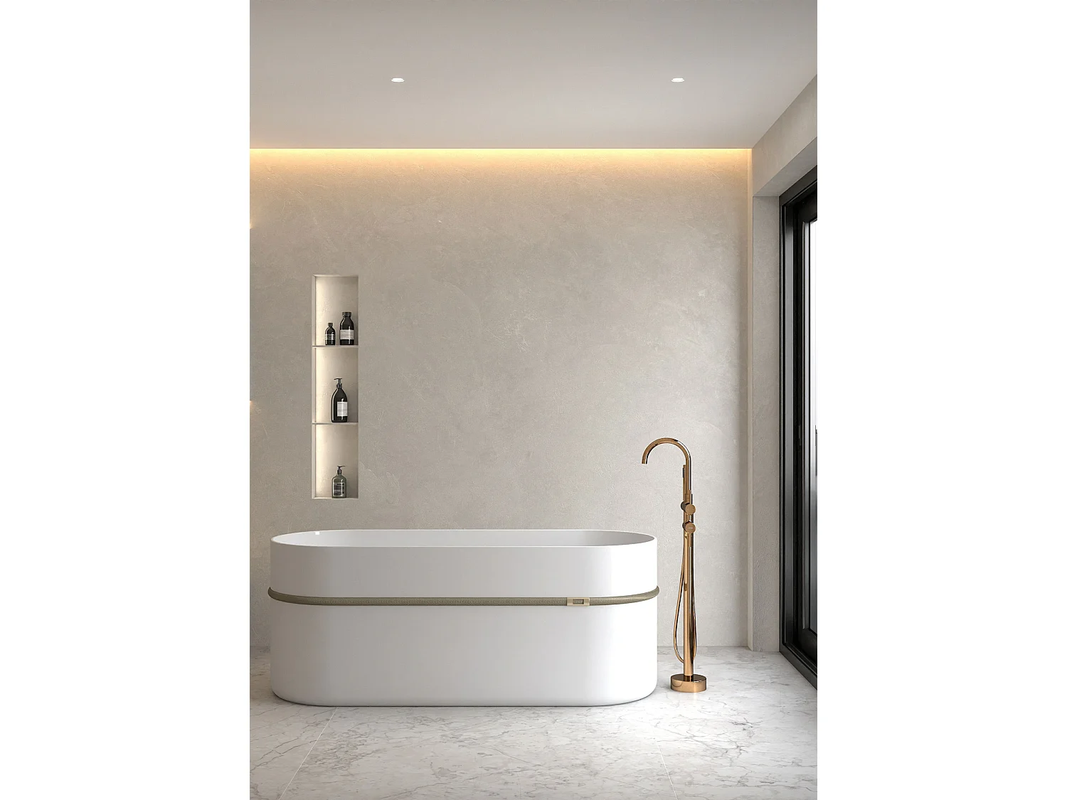 Robinet mitigeur bain-douche sur pied Or Rose - Corbeau