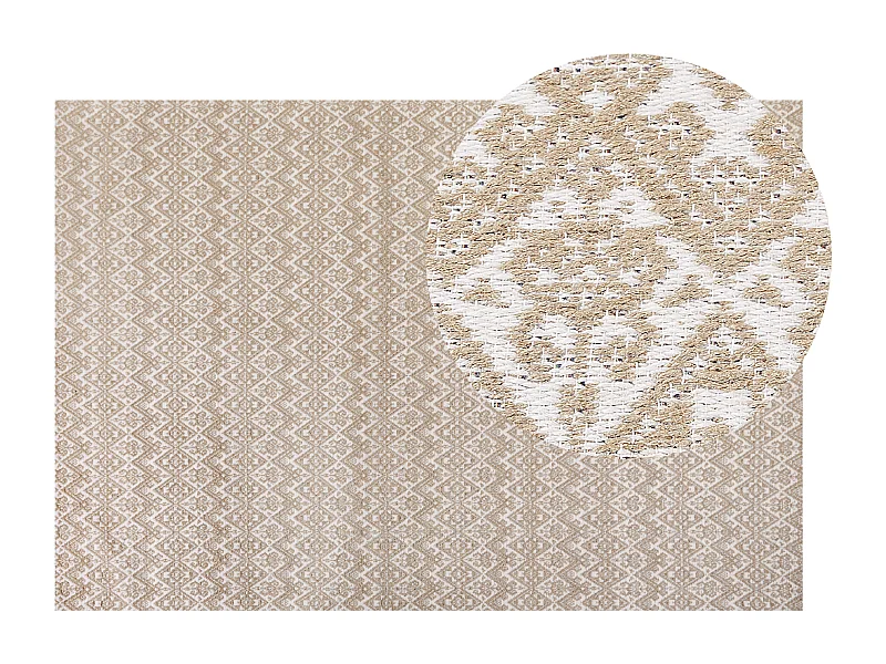 Teppich Jute beige/weiß 160x230 cm geometrisches Muster Kurzflor modern Atima