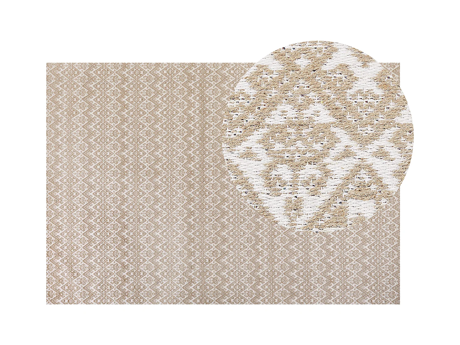 Teppich Jute beige/weiß 160x230 cm geometrisches Muster Kurzflor modern Atima