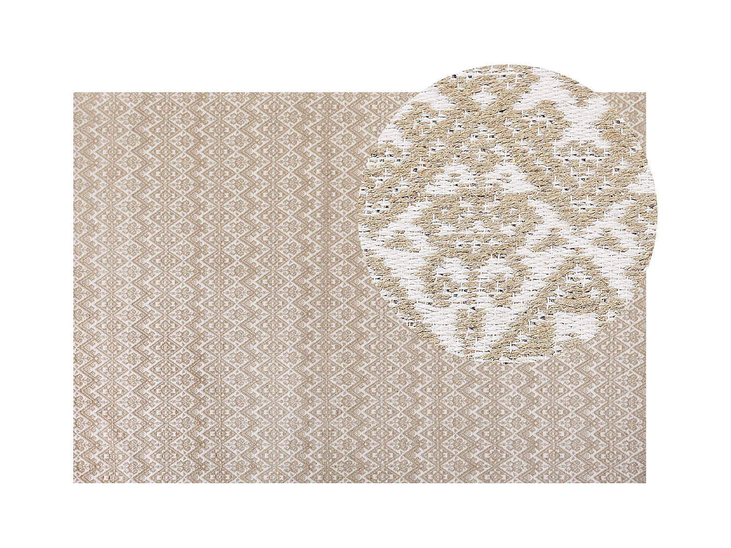 Teppich Jute beige/weiß 200x300 cm geometrisches Muster Kurzflor modern Atima