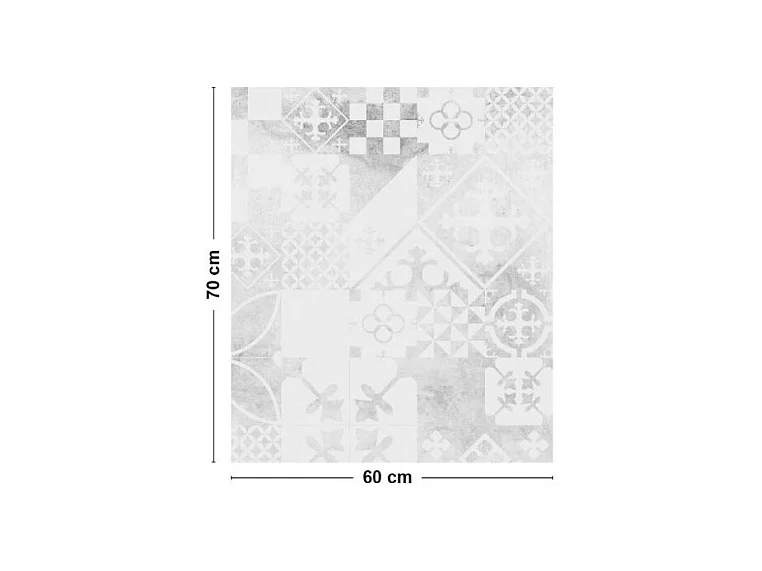 Fond de hotte adhésif en aluminium effet carreaux de ciment gris - 70x60 cm
