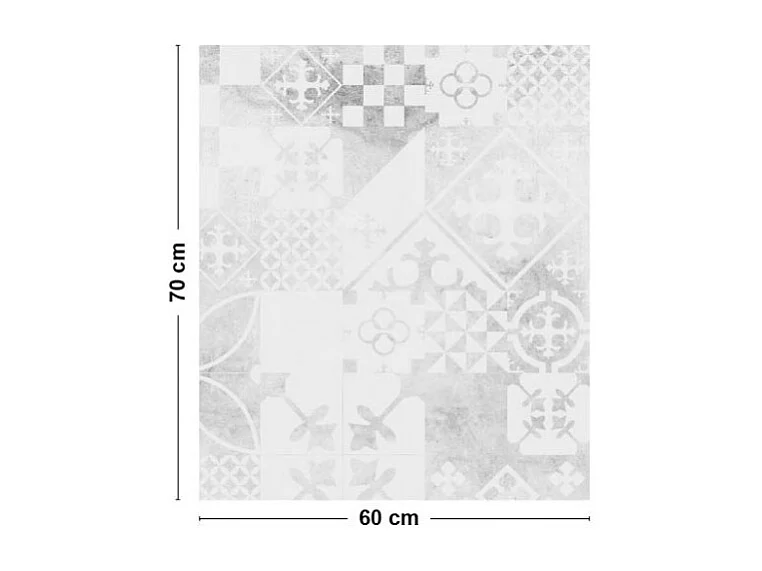 Fond de hotte adhésif en aluminium effet carreaux de ciment gris - 70x60 cm