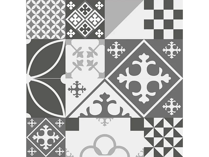 Crédence cuisine en aluminium - effet carreaux de ciment gris - 200x20 cm (en 2 bandeaux)