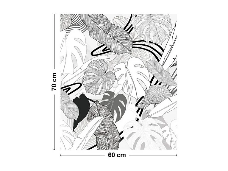 Fond de hotte adhésif en aluminium floral noir - 70x60 cm