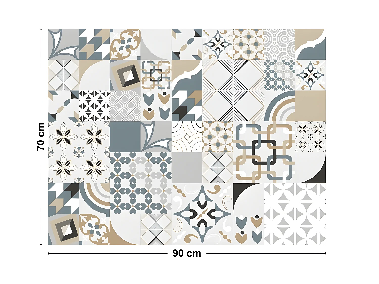 Fond de hotte ALU : L 90cm x H 70cm - Just Ciment Dulce - Aluminium composite