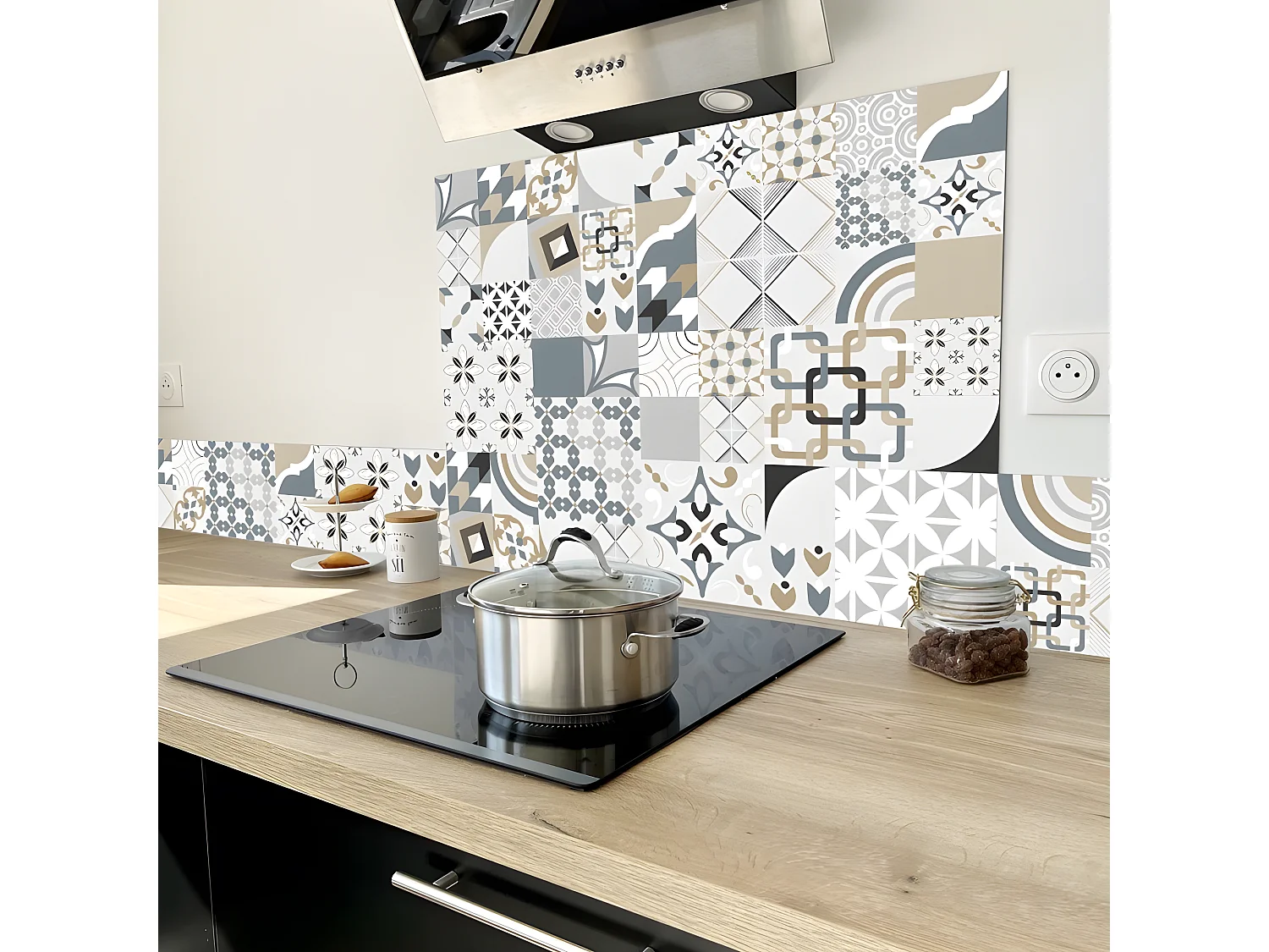 Fond de hotte ALU : L 90cm x H 70cm - Just Ciment Dulce - Aluminium composite