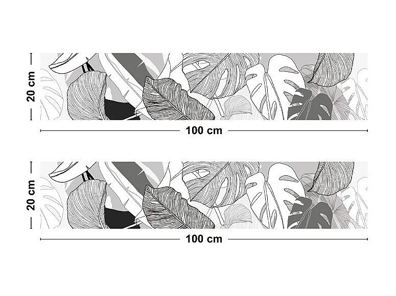 Crédence cuisine adhésive en aluminium floral noir - 200x20 cm (en 2 bandeaux)