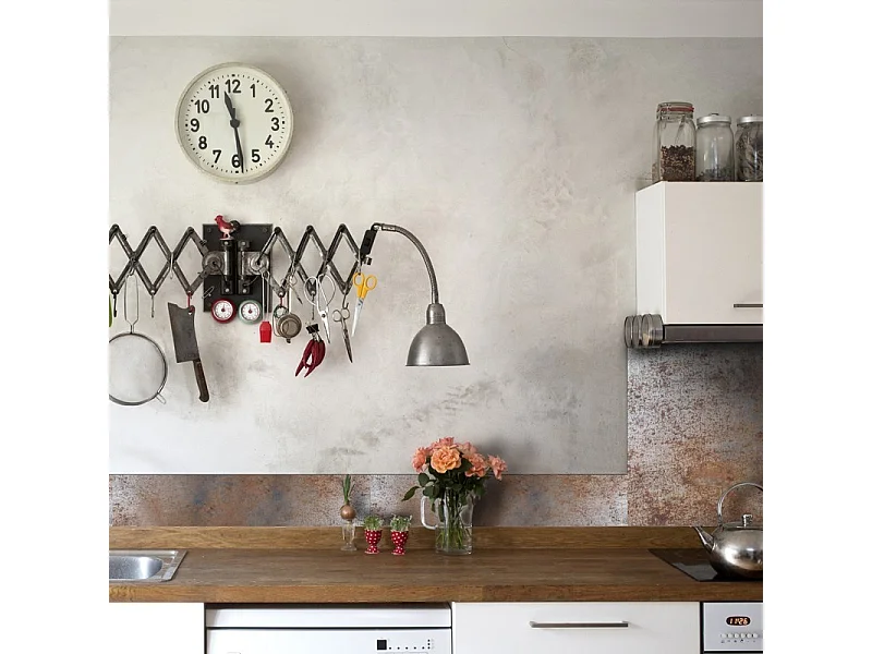 Fond de hotte adhésif en aluminium effet metal marron - 70x60 cm