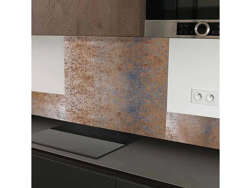 Fond de hotte adhésif en aluminium effet metal marron - 70x60 cm