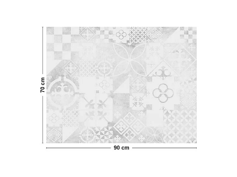 Fond de hotte adhésif en aluminium effet carreaux de ciment gris - 70x90 cm