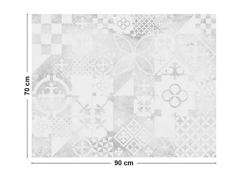 Fond de hotte adhésif en aluminium effet carreaux de ciment gris - 70x90 cm