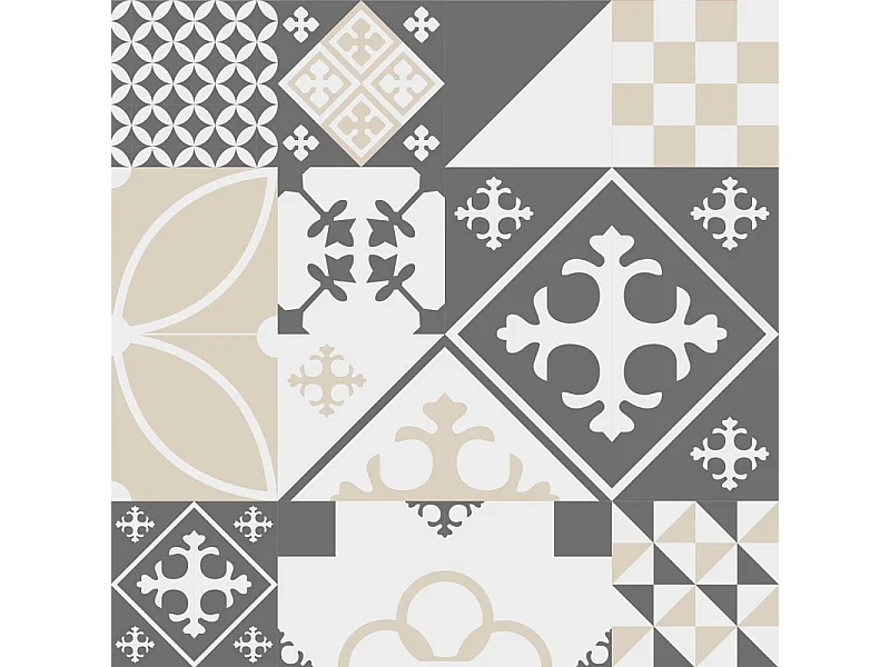 Crédence cuisine adhésive en aluminium effet carreaux de ciment gris - 200x20 cm (en 2 bandeaux)