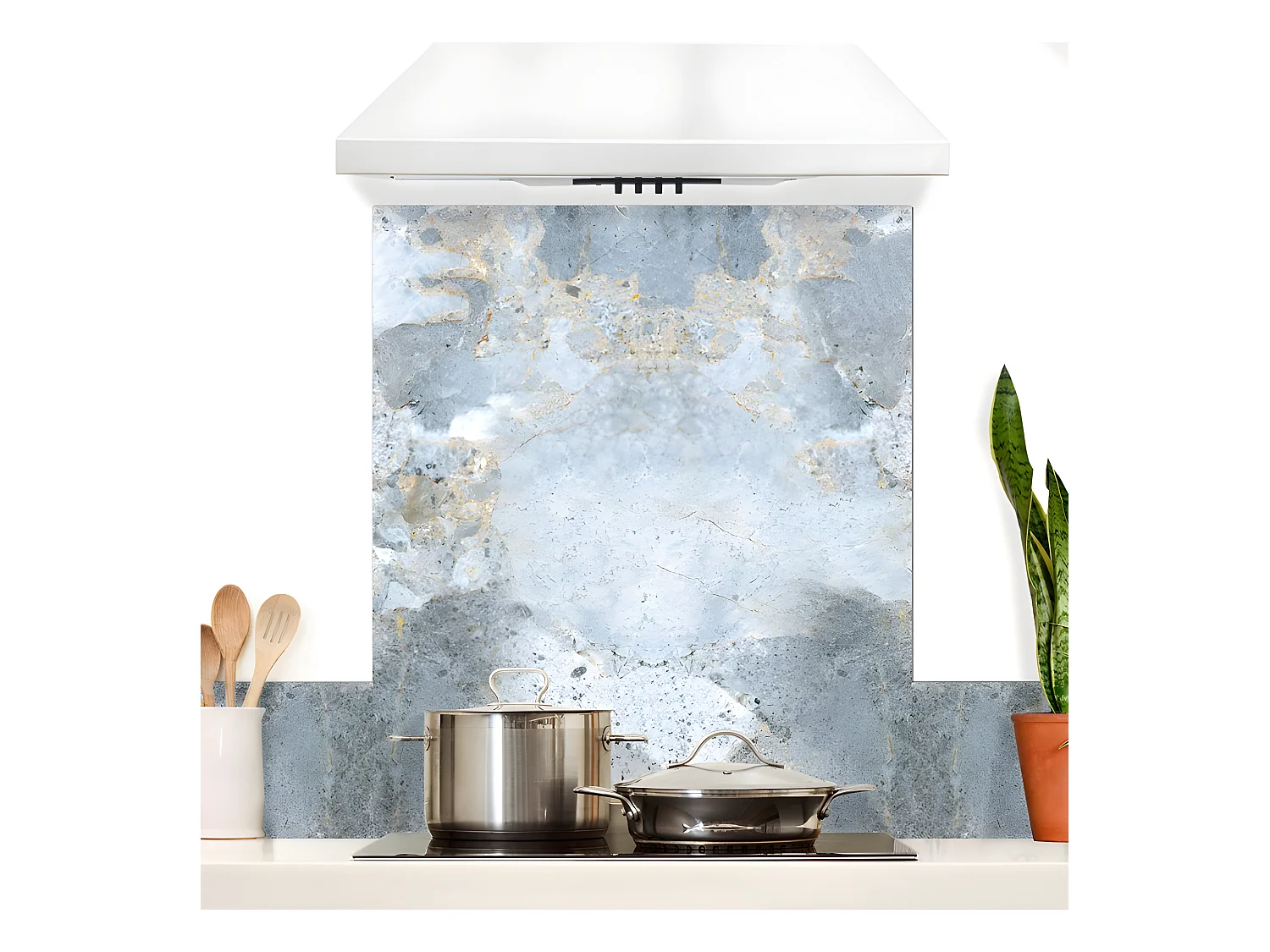 Fond de hotte ALU : L 90cm x H 70cm - Minéral - Aluminium composite