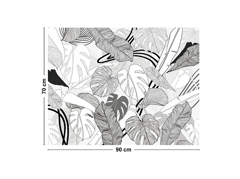 Fond de hotte adhésif en aluminium floral noir - 70x90 cm