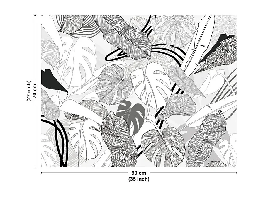 Fond de hotte en aluminium - floral noir - 70x90 cm