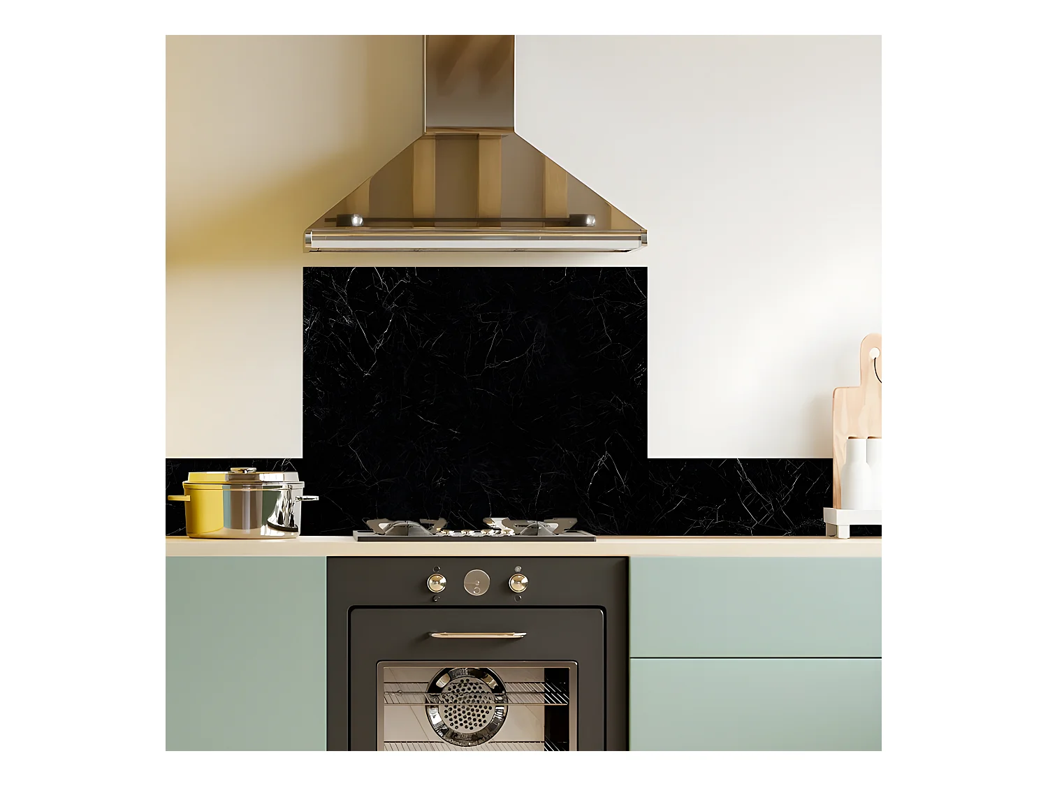 Fond de hotte ALU L 60xH 70cm - Marbre Noir - Aluminium composite