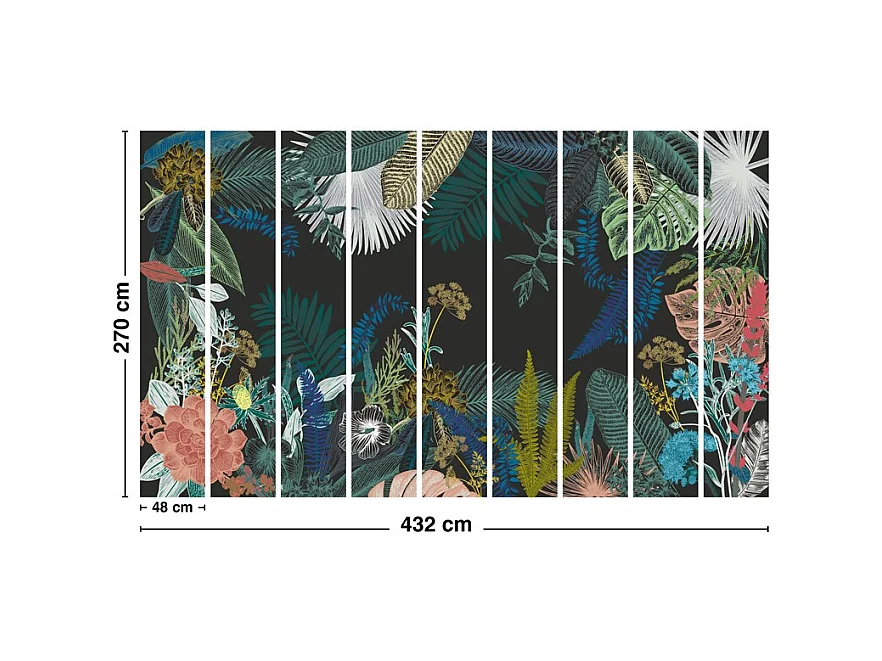 Papier peint panoramique - Jungle Douanier - Multicolore - intissé : 150g/m² - 9 lés : 432x270cm