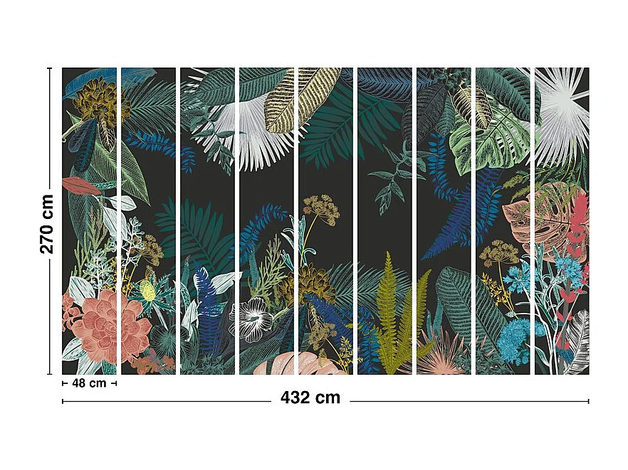 Papier peint panoramique - Jungle Douanier - Multicolore - intissé : 150g/m² - 9 lés : 432x270cm