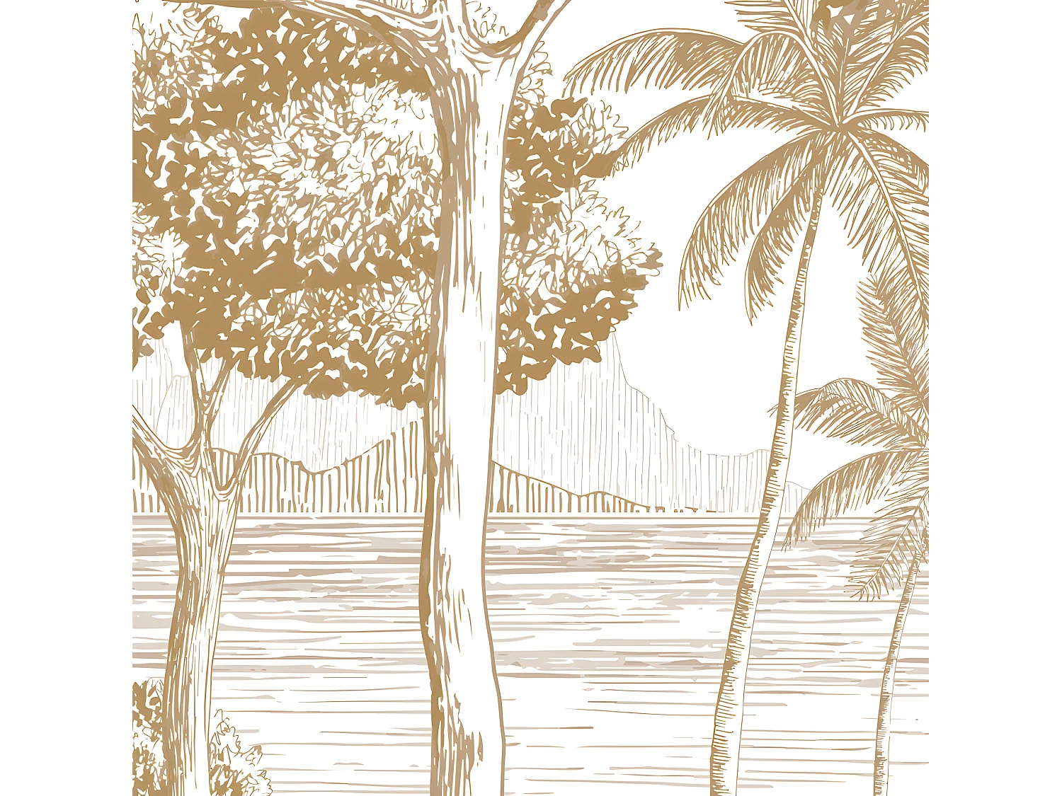 Papier Peint Panoramique L432xH270cm - La Plage Pecan - Papier intissé 150gr/m2