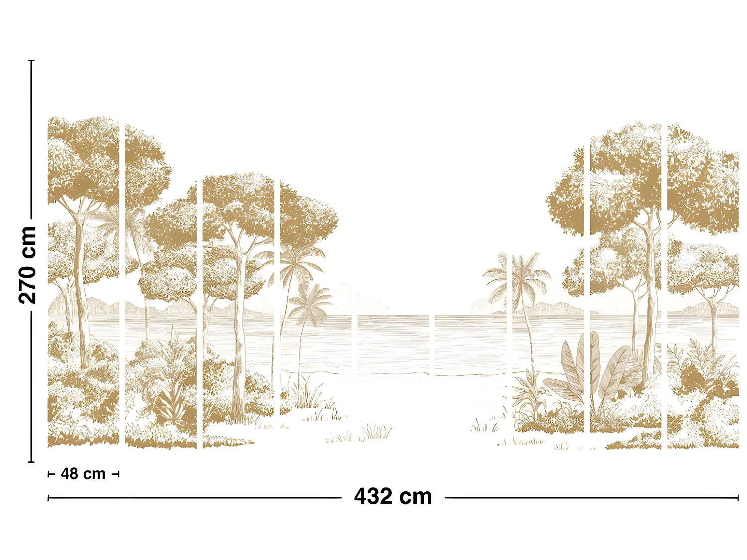 Papier Peint Panoramique L432xH270cm - La Plage Pecan - Papier intissé 150gr/m2