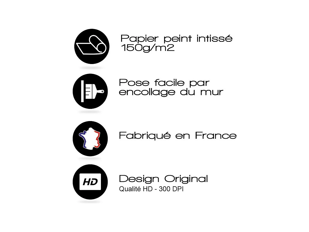 Papier peint panoramique - Ronsard - Noir - intissé : 150g/m² - 9 lés : 432x270cm