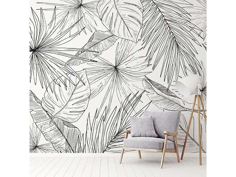 Papier peint panoramique - Lamnar - Noir - intissé : 150g/m² - 7 lés : 336x270cm