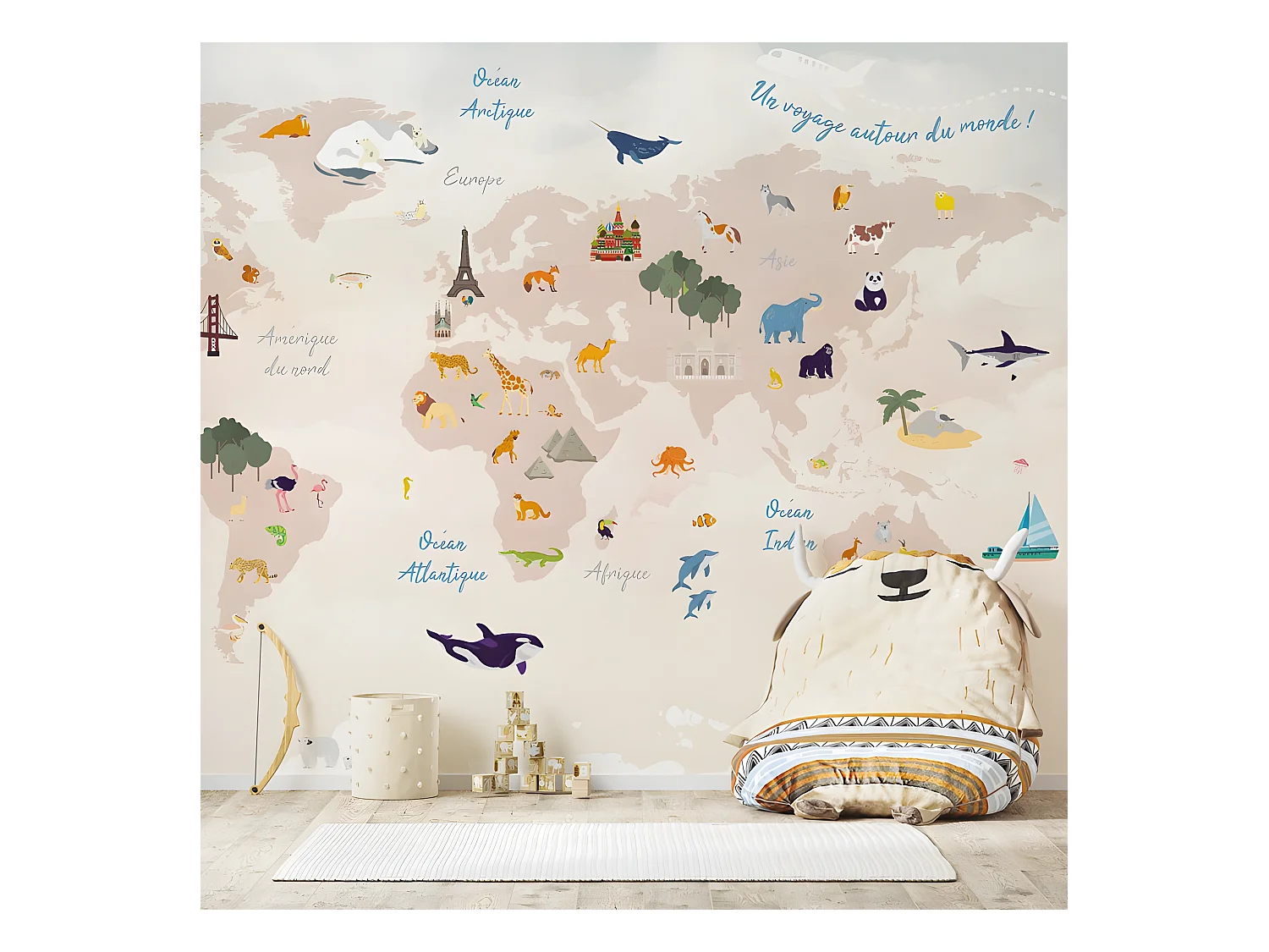 Papier Peint Panoramique L336xH270cm - World Map - Papier intissé 150gr/m2
