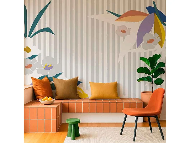 Papier peint panoramique - Fraicheur Jungle - Multicouleur - intissé : 150g/m² - 7 lés : 336x270cm