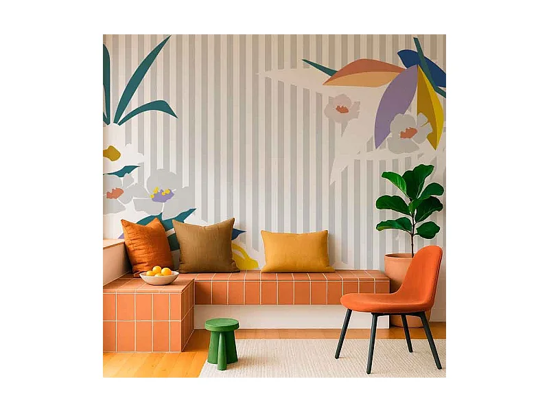 Papier peint panoramique - Fraicheur Jungle - Multicouleur - intissé : 150g/m² - 7 lés : 336x270cm