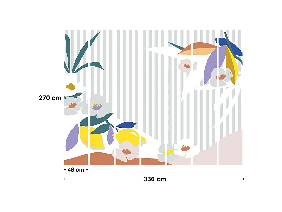 Papier peint panoramique - Fraicheur Jungle - Multicouleur - intissé : 150g/m² - 7 lés : 336x270cm