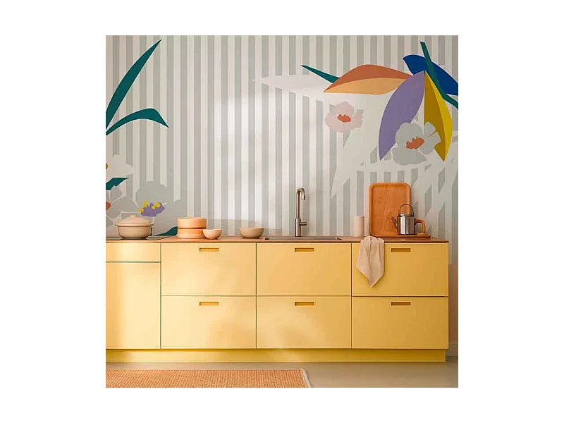 Papier peint panoramique - Fraicheur Jungle - Multicouleur - intissé : 150g/m² - 7 lés : 336x270cm