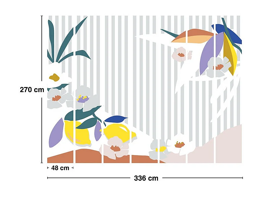 Papier peint panoramique - Fraicheur Jungle - Multicouleur - intissé : 150g/m² - 7 lés : 336x270cm