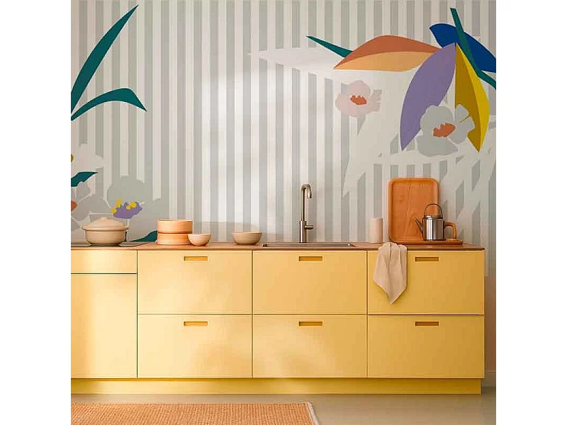 Papier peint panoramique - Fraicheur Jungle - Multicouleur - intissé : 150g/m² - 7 lés : 336x270cm