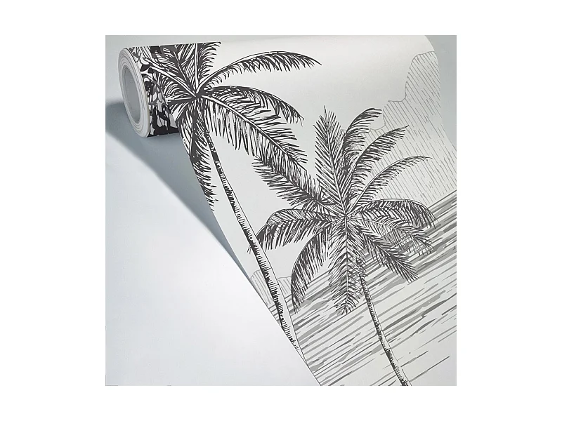 Papier peint panoramique - La Plage - Noir - intissé : 150g/m² - 9 lés : 432x270cm